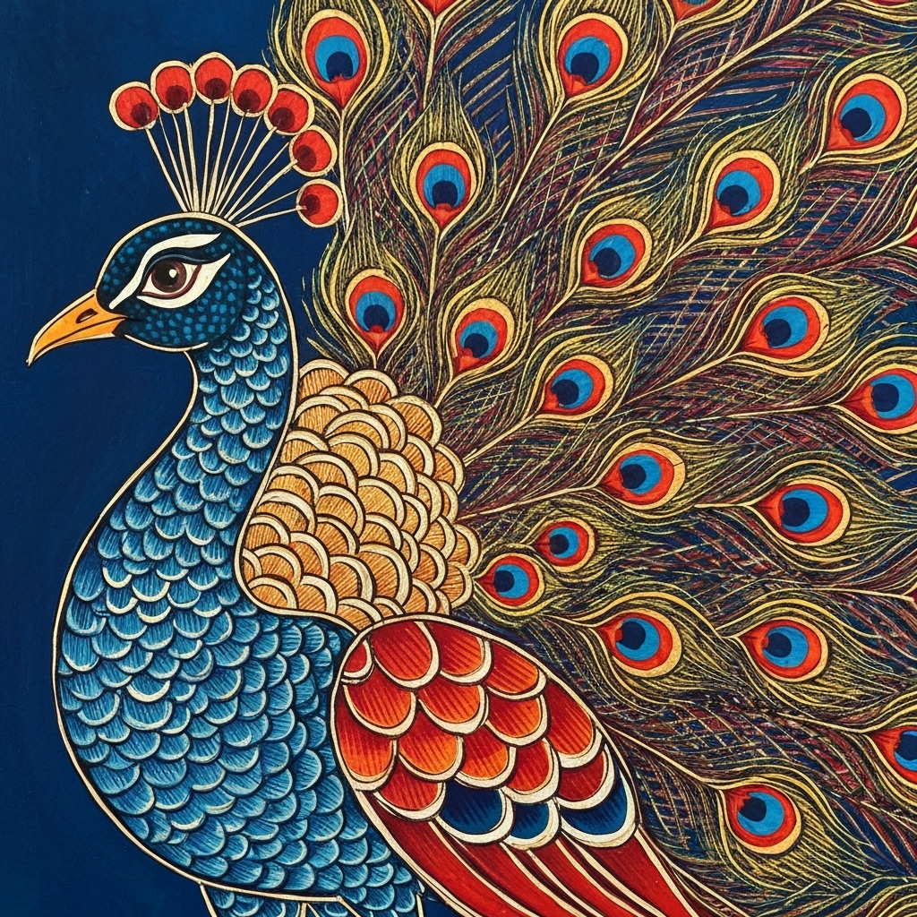 Madhubani Peacock by Anita Devi